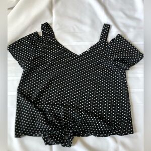 Monteau Polka Dot Scalloped Top